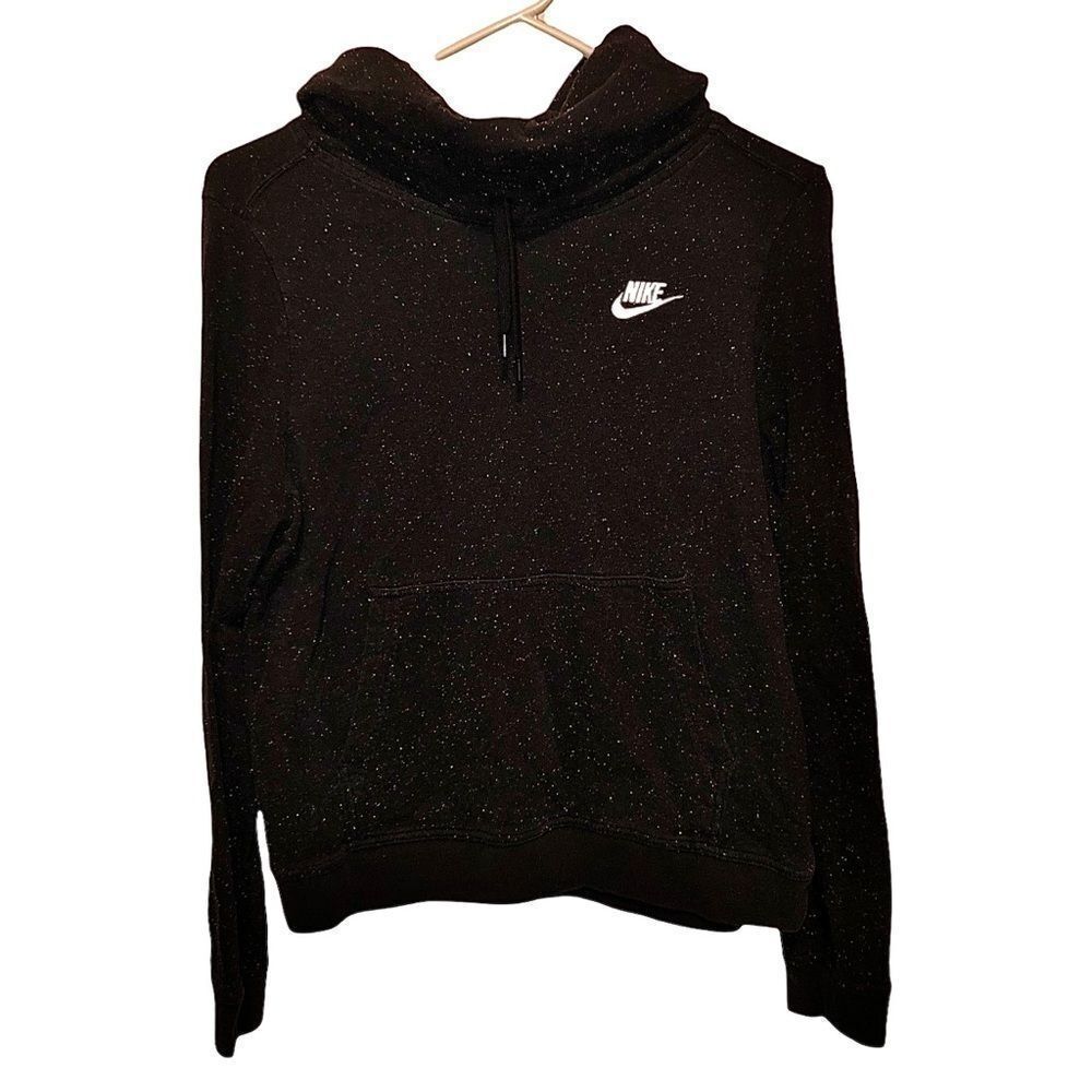 Nike Y2K printed logo spellout hoodie pullover sweatshirt black “Stars” medium.